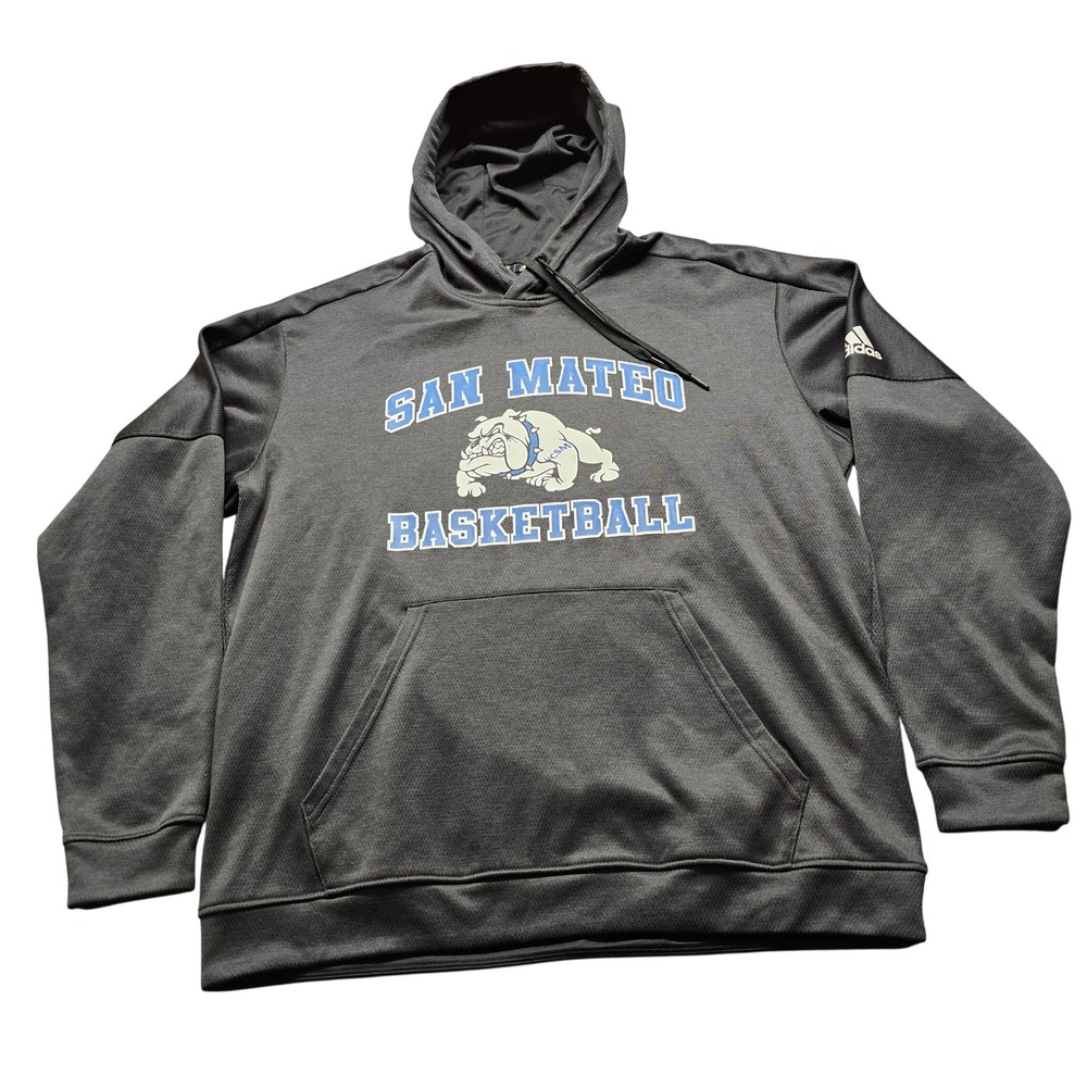 San Mateo Adidas Basketball Hoodie Mens XL Grey Bulldogs College Sport Pullover